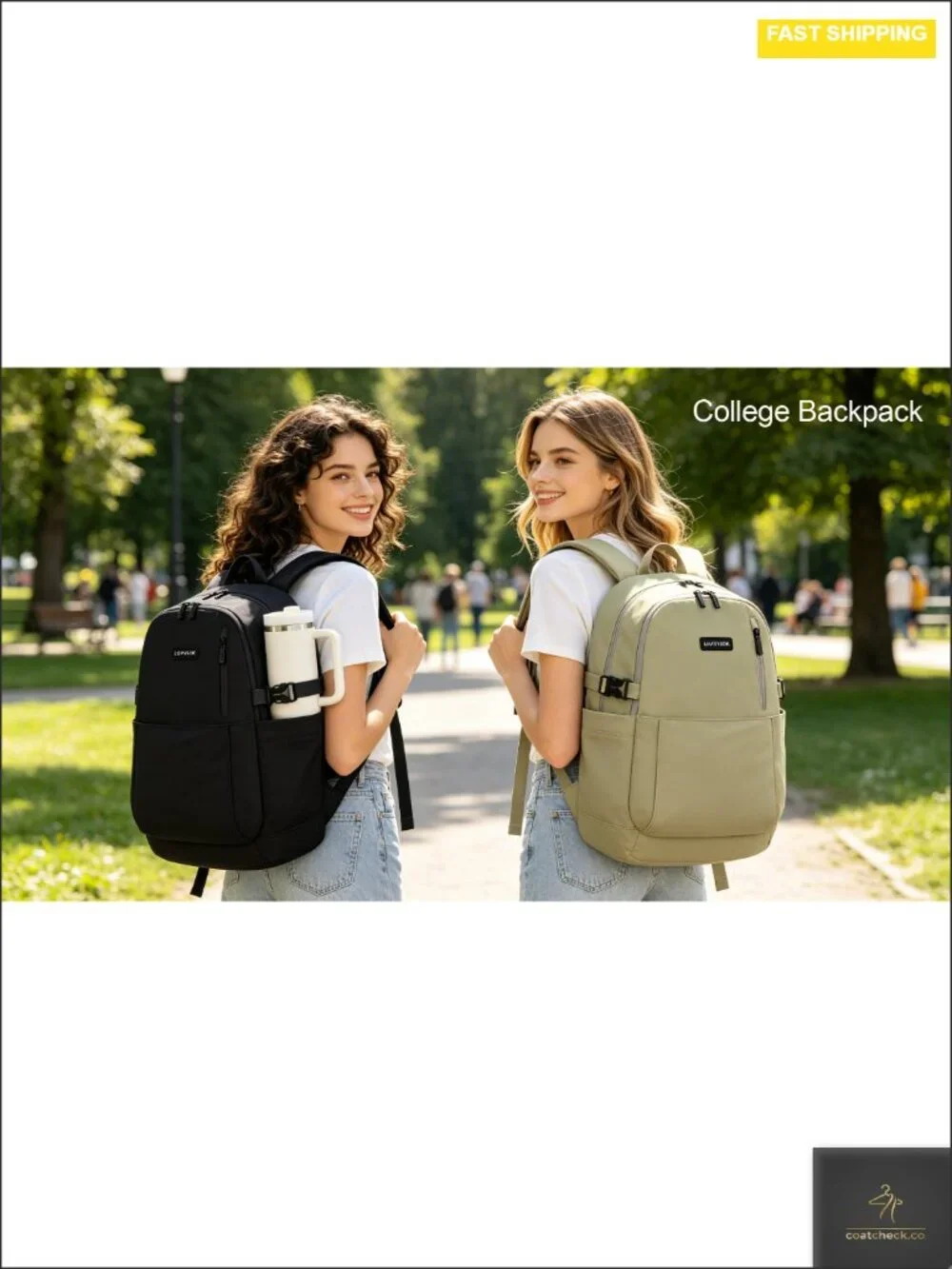 Large Laptop Backpack for College, 40oz Cup Holder, Padded 17.3